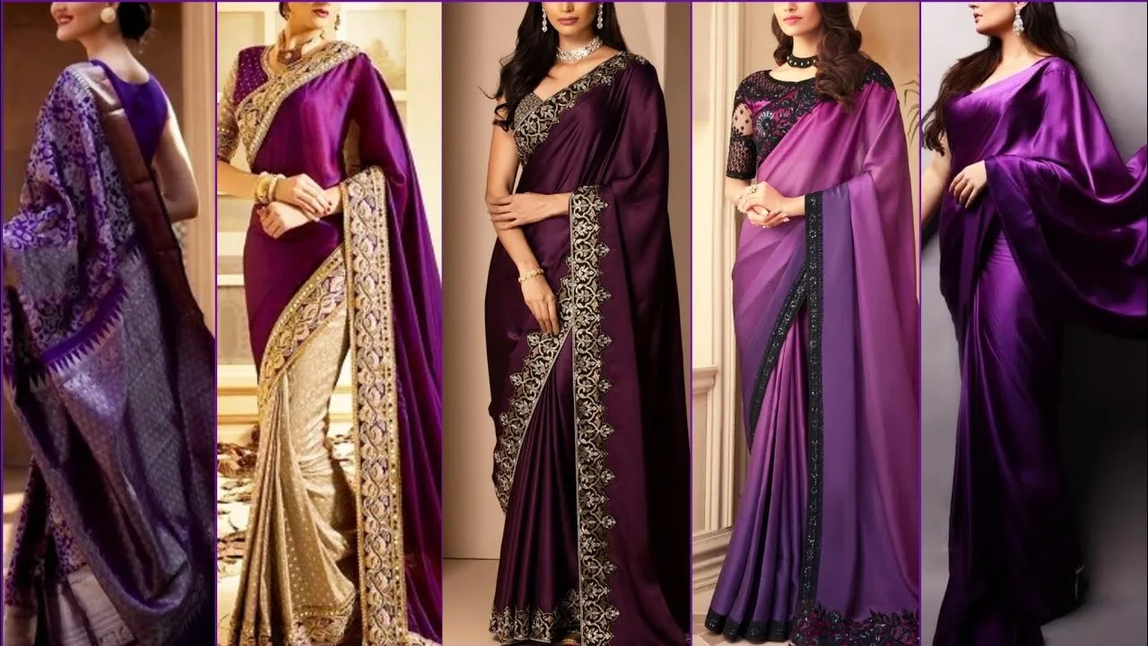Purple Saree Designs : पर्पल कलर की ये शानदार साड़ी आपको देंगी खुबसूरत लुक, देखे डिजाइन