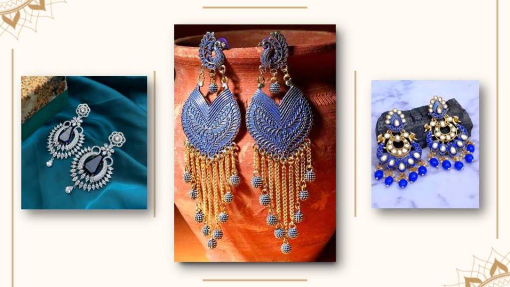 Blue Earrings Design : पार्टी में पहनकर जाने के लिए ट्राई करे ये इयररिंग