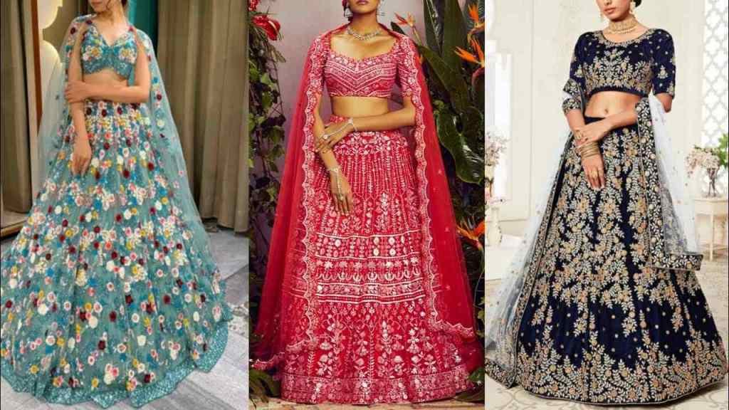 A Line Lehenga Design : शादियों मे पहनकर जाने के लिए ट्राई करे ये ए-लाइन लहंगा