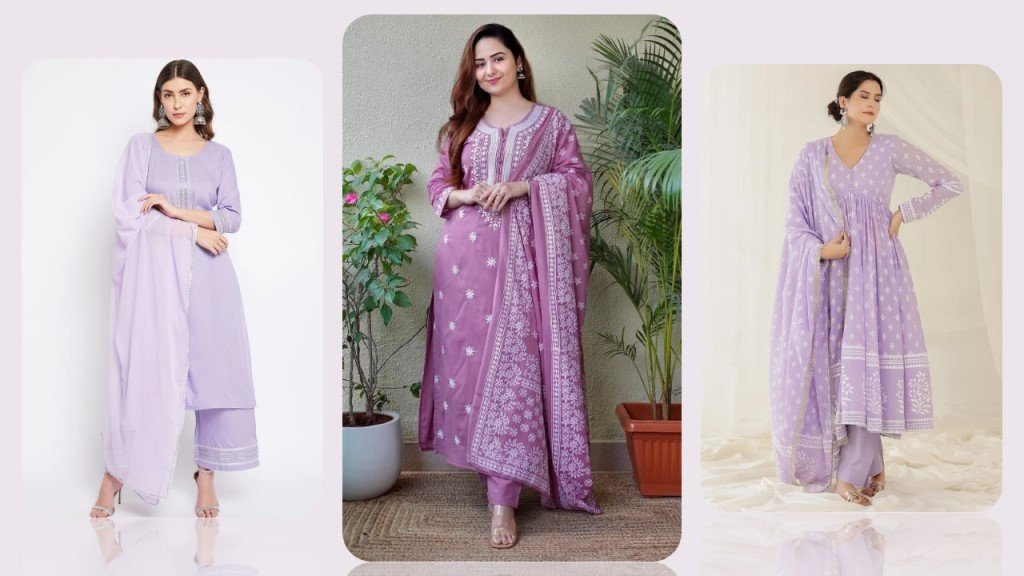 Lavender Suit Set : ट्रेंड मे चल रहे है ये लेवेंडर सूट, देखे डिजाइन