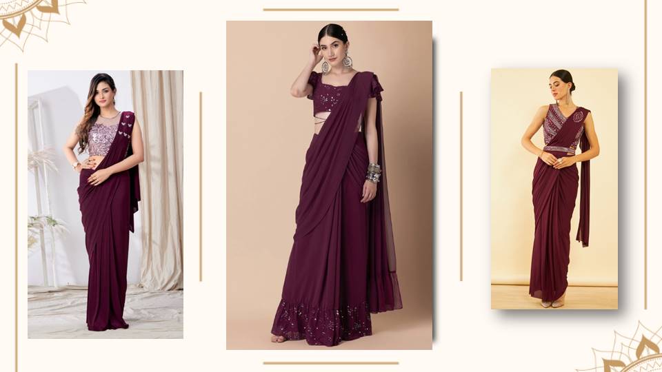 Ready To Wear Saree : मैरून कलर की रेडी टू वियर साड़ी आपको देंगी ग्लैमरस लुक