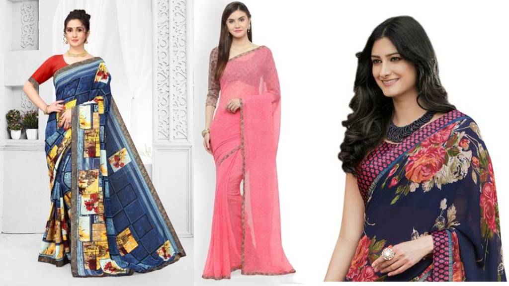 Pure Georgette Saree : जरी बॉर्डर वाली खूबसूरत जॉर्जेट साड़ियां देंगी आपको ट्रेडिशनल और आकर्षक लुक, देखें डिजाइन