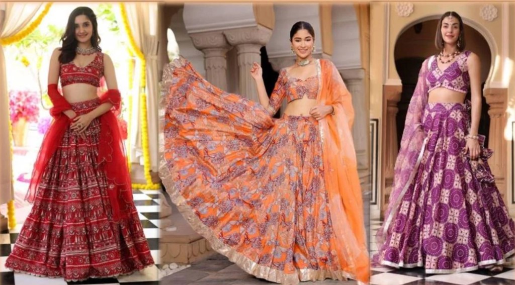 Printed Satin Lehenga Set : पहनें ये खूबसूरत लहंगा सेट और बन जाए महफ़िल की जान