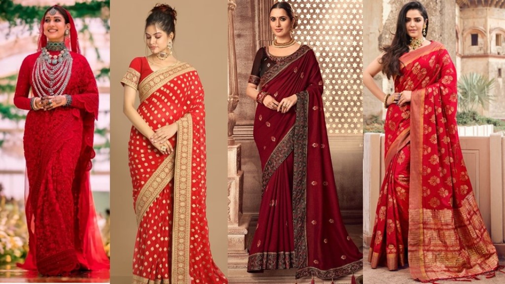 Red Saree Collection : लाल साड़ी पहनना पसंद करती हैं तो इं डिजाइन्स को करे ट्राई