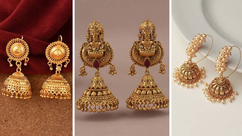 Gold Jhumka Design : पारंपरिक अवसरों पर पहनने के लिए बेस्ट हैं ये गोल्ड इयररिंग्स, देखें डिजाइन