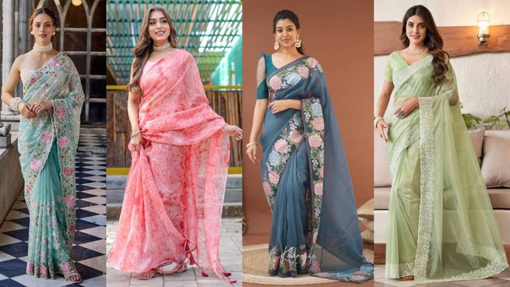Organza Saree Design : ये खूबसूरत ऑर्गेंजा साड़ियां आपको देंगी गॉर्जियस लुक, देखें डिजाइन