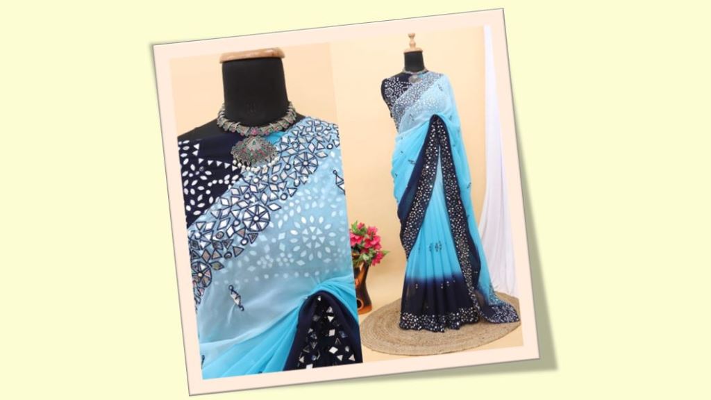 Mirror Work Saree