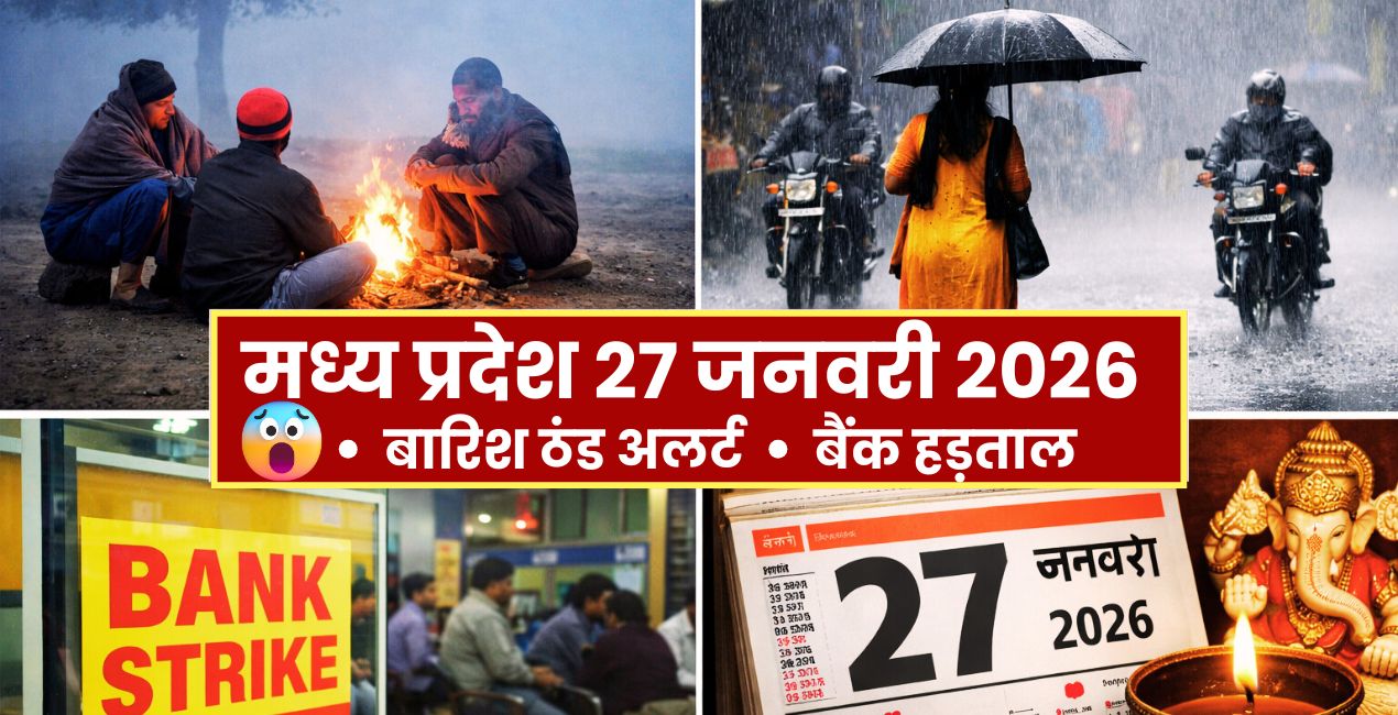 मध्य प्रदेश मौसम अपडेट आज, MP बारिश ठंड अलर्ट, बैंक हड़ताल मध्य प्रदेश, भोपाल समाचार 27 जनवरी, MP कोल्ड-डे रिपोर्ट