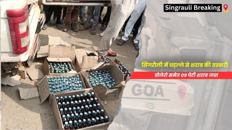 सिंगरौली में धड़ल्ले से शराब की तस्करी, बोलेरो समेत 09 पेटी शराब जब्त