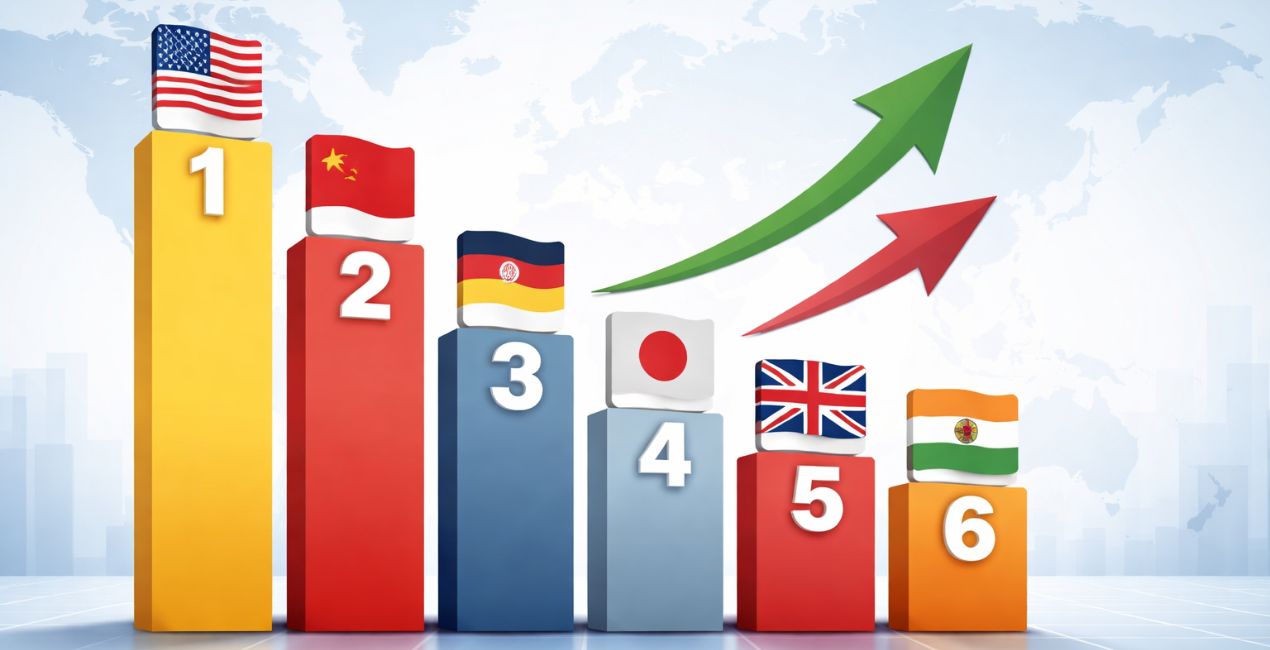 IMF GDP Ranking 2026 : भारत छठे स्थान पर, UK ने मारी बाज़ी, जानिए पूरी लिस्ट और कारण