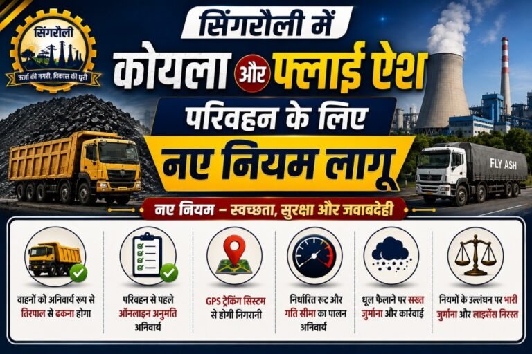 सिंगरौली में कोयला और फ्लाई ऐश परिवहन के लिए नए नियम लागू