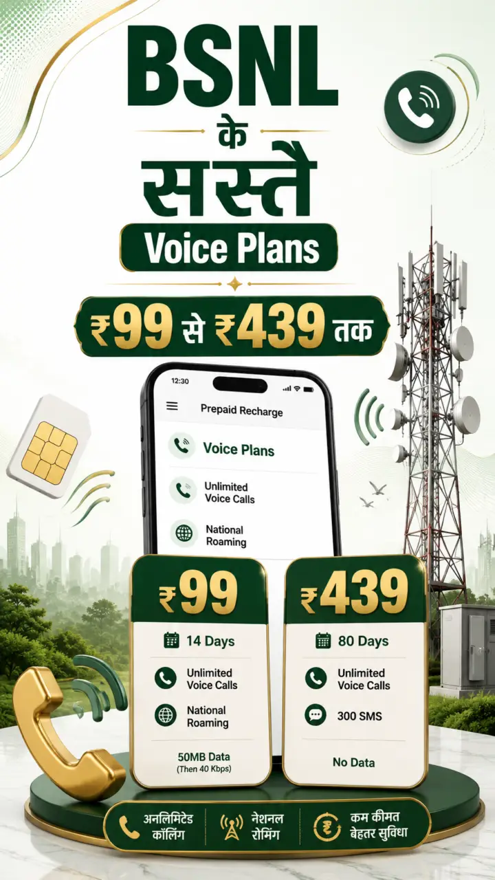 BSNL Recharge Plan ₹99 और ₹439 वाले Voice Plans की पूरी जानकारी