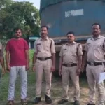 सिंगरौली: अवैध रेत खनन पर माड़ा पुलिस का शिकंजा, रेत से लदा हाइवा वाहन जब्त।