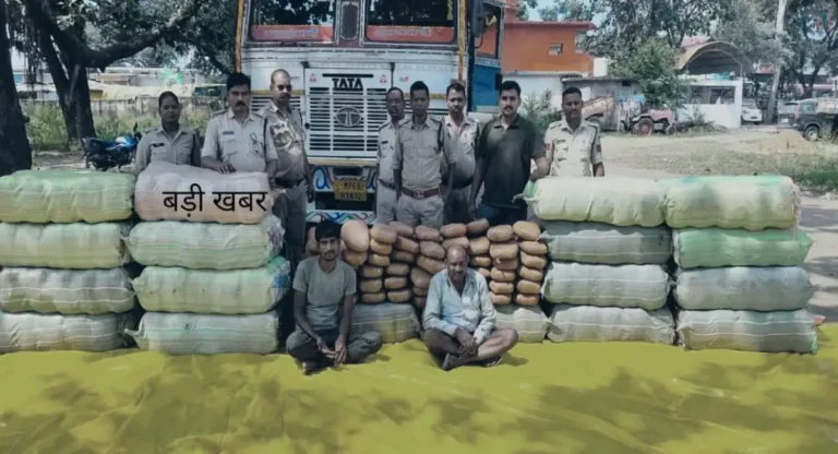 पुष्पा स्टाइल में गांजा तस्करी का खेल, ट्रक के गुप्त तहखाने से 1.13 करोड़ का माल बरामद