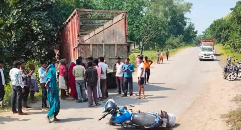ट्रक-बाइक की आमने-सामने भिड़ंत, बाइक सवार की मौके पर मौत